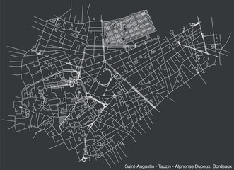 Street roads map of the SAINT-AUGUSTIN - TAUZIN - ALPHONSE DUPEUX QUARTER, BORDEAUX