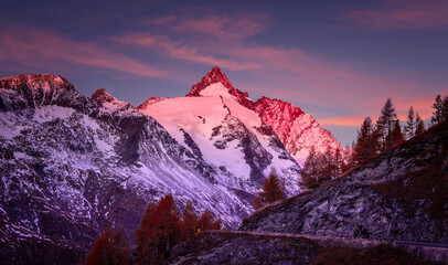 Wonderful nature landscape in the alps during sunset.