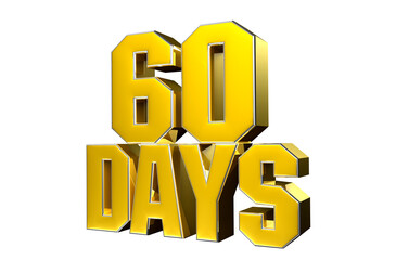 Number 60 days gold 3D illustration. Advertising signs. Product design. Product sales.