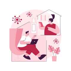 Keep distance if you are sick abstract concept vector illustration. Stay safe home, self isolation, pandemic state, wash your hands, desinfect surfaces, keep social distance abstract metaphor.