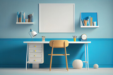 School desktop in modern style with Blank space. Generative Ai
