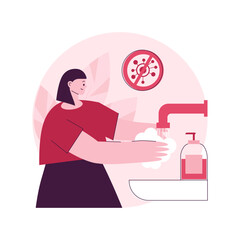 Wash your hands abstract concept vector illustration. Prevent virus spread, coronavirus exposure risk, hand sanitizer, personal hygiene, bacterial contamination, do your part abstract metaphor.