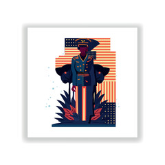 Happy Memorial Day Flat illustration.  Element USA flag Vector Design
