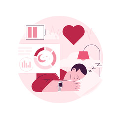 Sleep tracking abstract concept vector illustration. Sleeping app recommendation, wearable digital tracker, in-bed sleep quality monitor, gadget recording pattern, power nap abstract metaphor.