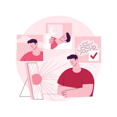 Light therapy abstract concept vector illustration. Lack of sunlight, artificial light devices, seasonal depression treatment, insomnia cure, heliotherapy box, mental health abstract metaphor.