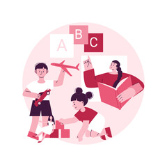 Nursery school abstract concept vector illustration. High quality pre-school program, cooperative and private nursery, educational space, bilingual kindergarten, yealding infant abstract metaphor.