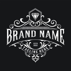 luxury logo design with ornamental decorative luxury logo design with ornamental elements, for jewelry or restaurant, fashion, beauty products, care, health, pharmacy and others.
