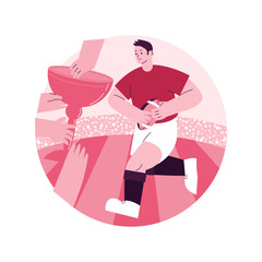 Rugby abstract concept vector illustration. American football, professional player, playground arena, training equipment, match ball, world cup league, grass field, stadium abstract metaphor.