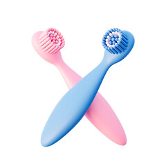 The toothbrush is blue and pink. 3d rendering illustration. The concept of oral hygiene.