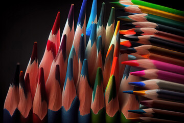 Colorful wavy pencil crayon border over white. Generative Ai