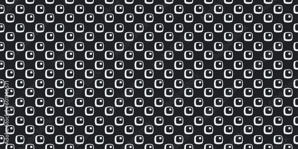 Poster black polka dots made of rounded squares. for print and seamless surfaces.