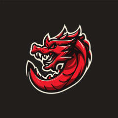 Asian dragon esport mascot logo illustration