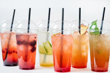 summer lemonade in the plastic cups