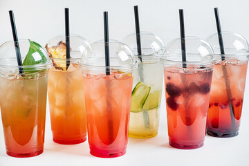 summer lemonade in the plastic cups