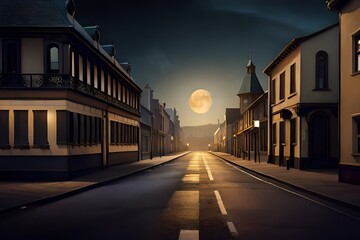 Fototapeta na wymiar street view of small towin in the night