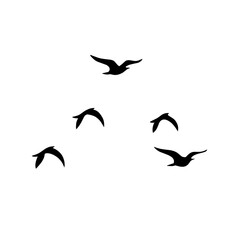 Bird flock silhouette vector illustration.