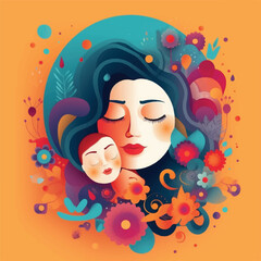  celebrating happy Mother's day with arms holding each other and be surrounded by carnation flowers