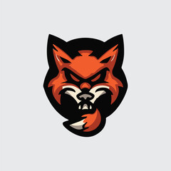 Angry fox head mascot esport logo