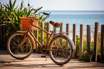 Fototapeta na wymiar bicycle on the beach made with generative ai