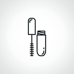 mascara for eyes line icon. Open tube of mascara outline icon.