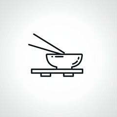 bowl with chinese chopsticks line icon. Bowl of noodles with a pair of chopsticks line icon.