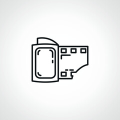 Photo frame tape line icon. Photo tape outline icon.