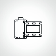 Photo frame tape line icon. Photo tape outline icon.