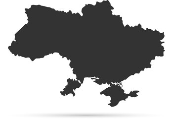 Outline map of Ukraine in black. Map of Ukraine on a white background