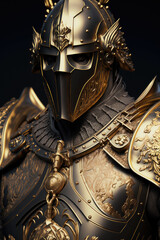 Cyberpunk medieval samurai, metallic costume ,made with Generative AI