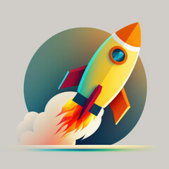 Space rocket flying toward the clouds, successful company launching concept, launching a fresh project start up concept ,made with Generative AI