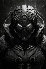 Fototapeta premium Futuristic pilot, artificial intelligence driven, cybernetic evolution of technology ,made with Generative AI