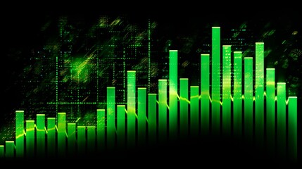 exponential graph, increasing bar graph upward to the right, green, cash increasing, profit, lots of money, business dashboard, (Generative AI)