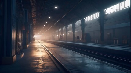 Fototapeta premium Empty subway station in the city. Generative AI