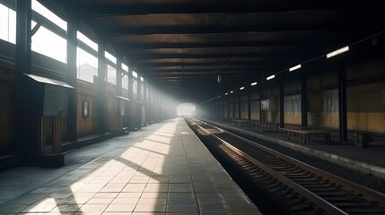 Obraz premium Empty subway station in the city. Generative AI