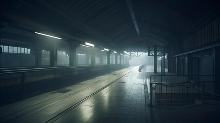 Fototapeta na wymiar Empty subway station in the city. Generative AI