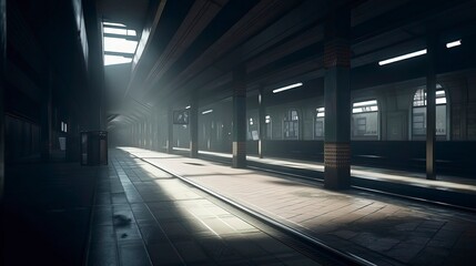 Obraz premium Empty subway station in the city. Generative AI