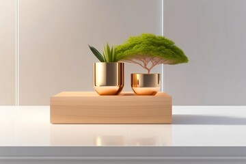 Plant in a vase, background. Generative AI illustration.