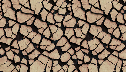 Seamless broken cracks background texture.Crackle pattern transparent grunge overlay.Barren drought concept wallpaper, dry desert backdrop, wallpaper design, digital art, graphic design Generative AI