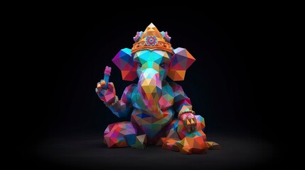 Obraz na płótnie Canvas Colorful God Ganesha. Elephant Nose. Solid Background. Generative AI