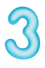 Numbers of blue metallic 3D