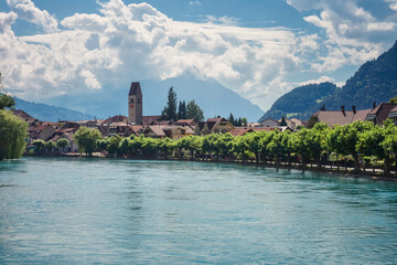 Fototapeta na wymiar The embankment of Interlaken - Switzerland