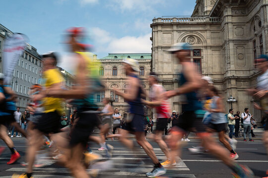 People at marathon running race
