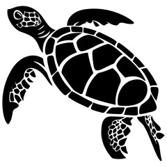 Silhouette of a swimming sea turtle illustration