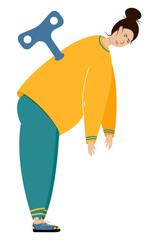 The character of a man tired and lacking strength. Running out of energy