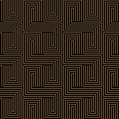abstract modern golden geometric line pattern on black.