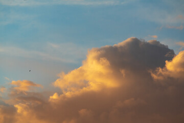 Beautiful bright summer sunset sky with clouds. Sunset sky  clouds background.
