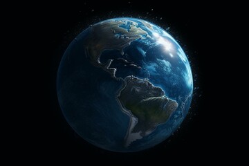 Illustration of blue planet Earth. Generative AI