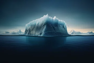 Foto op Canvas Illustration of an iceberg with an exposed top and hidden bottom. Generative AI © Fallon