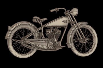 Line drawing of old-fashioned bike. Generative AI