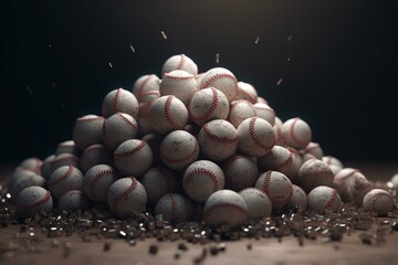 Baseball ball heap - 3D rendering of sports equipment. Generative AI
